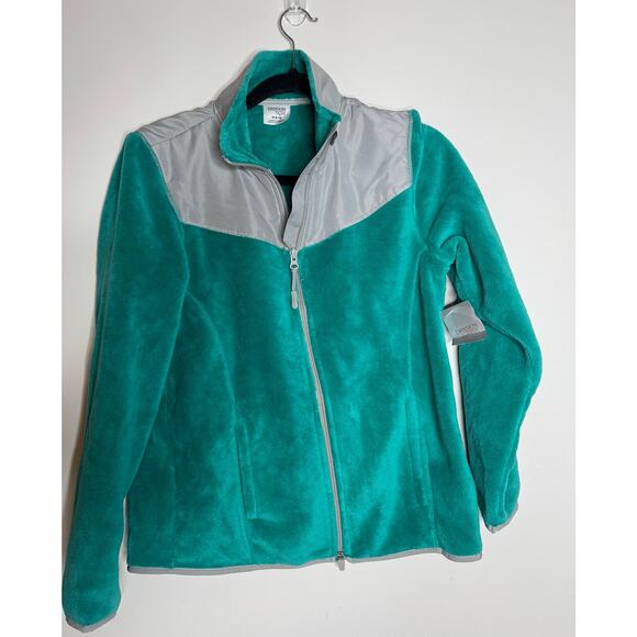 Danskin Now Ladies' Medium 8 10 Fleece Zip Jacket Teal Gray Fall Winter New NWT - Picture 1 of 6